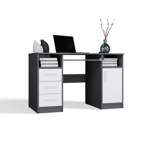 BIURKO DELTA BIAŁE 120 Cm 3 Szuflady Szafka Półki Do Biura Pokoju Na Laptop