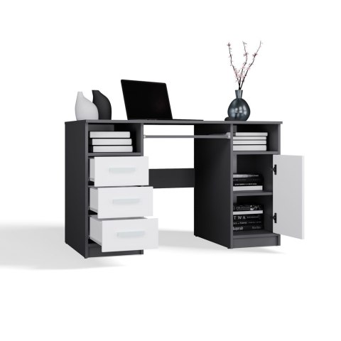 BIURKO DELTA BIAŁE 120 Cm 3 Szuflady Szafka Półki Do Biura Pokoju Na Laptop