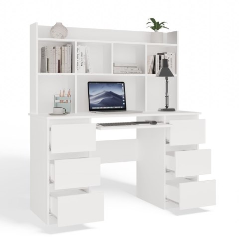 Biurko Komputerowe Z Nadstawką Regałem 6 Szuflad Z Półką Na Laptopa Zestaw