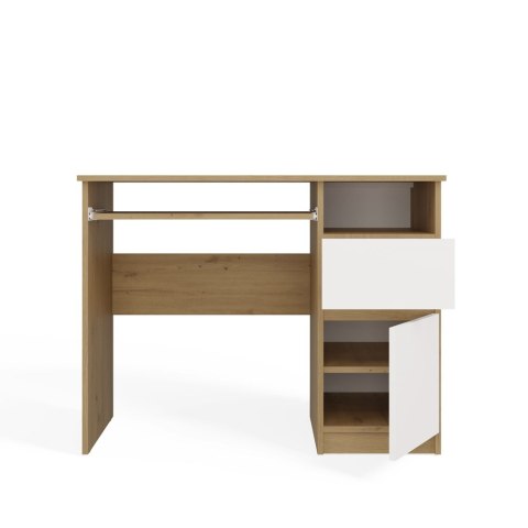 Biurko Komputerowe PORTO PRAWE DĄB ARTISAN / BIAŁY Z Szufladą 98,5x75x51 Cm