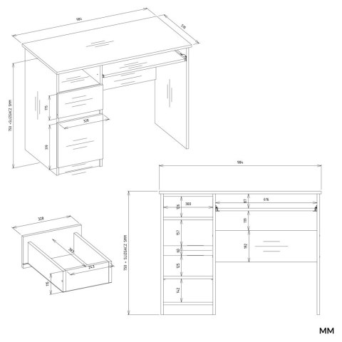 Biurko PORTO LEWE DĄB ARTISAN BIEL