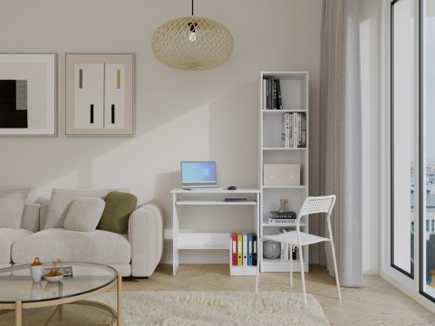 Biurko Komputerowe z Wysuwaną Półką Na Klawiaturę Białe + Dodatkowe Półki