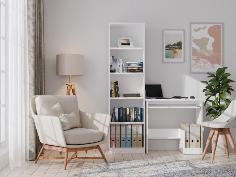 Biurko Komputerowe z Wysuwaną Półką Na Klawiaturę Białe + Dodatkowe Półki