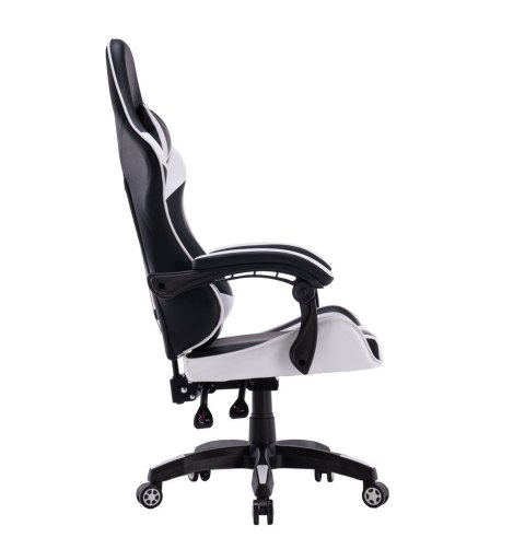 Fotel Gemingowy Kubełkowy Krzesło Obrotowe Dla Gracza Czarno-Białe SOLIDNE