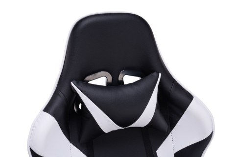 Fotel Gemingowy Kubełkowy Krzesło Obrotowe Dla Gracza Czarno-Białe SOLIDNE