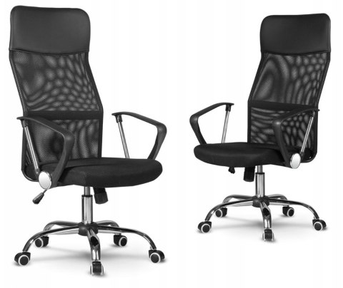 Fotel Biurowy Obrotowy KRZESŁO Regulowany Czarny Chrom
