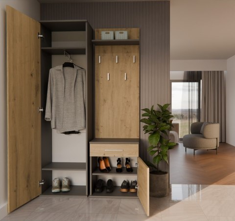 GARDEROBA DUO - ANTRACYT/ARTISAN