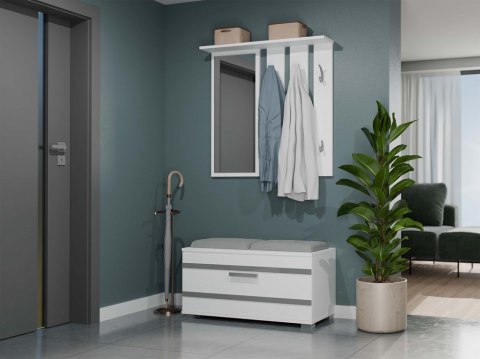 Garderoba z Lustrem Wieszak Szafka Na Buty Z Siedziskiem Do Przedpokoju