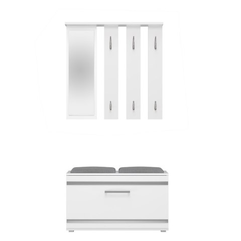 Garderoba z Lustrem Wieszak Szafka Na Buty Z Siedziskiem Do Przedpokoju