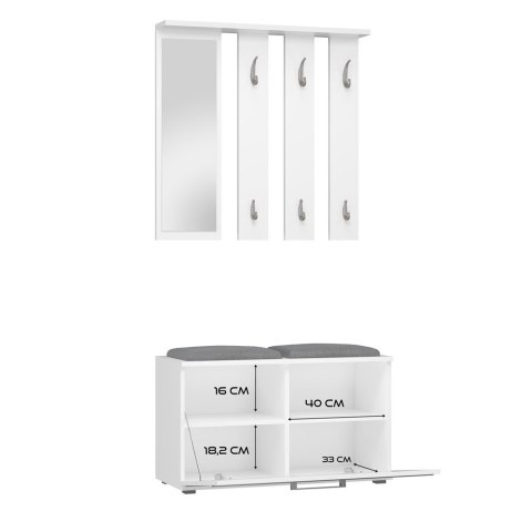 Garderoba z Lustrem Wieszak Szafka Na Buty Z Siedziskiem Do Przedpokoju