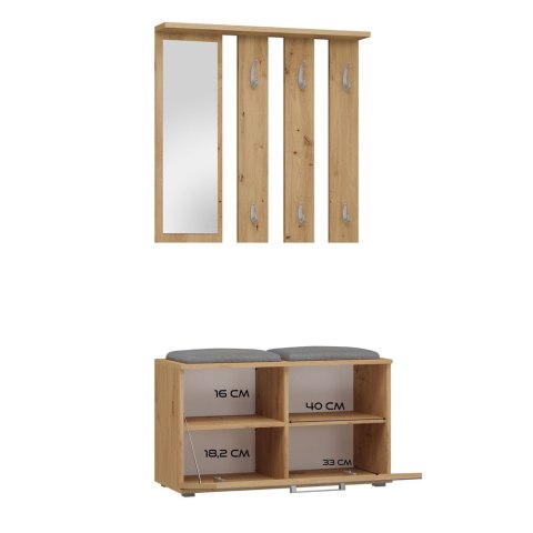 Garderoba Z Siedziskiem Szafka Na Buty Wieszak Lustro Nowoczesna Artisan