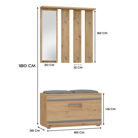 Garderoba Z Siedziskiem Szafka Na Buty Wieszak Lustro Nowoczesna Artisan