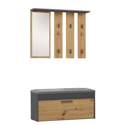 Garderoba Z Lustrem Wieszak Szafka Na Buty Z Siedziskiem Schowkiem Antracyt