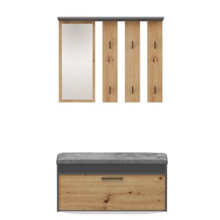 Garderoba Z Lustrem Wieszak Szafka Na Buty Z Siedziskiem Schowkiem Antracyt