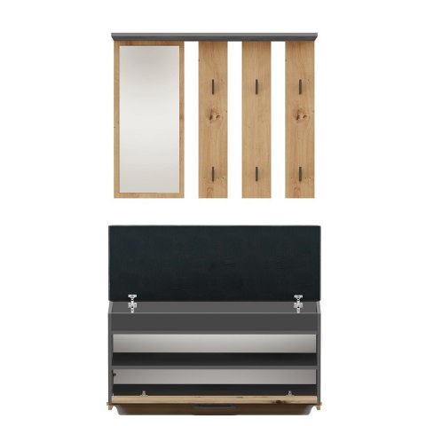 Garderoba Z Lustrem Wieszak Szafka Na Buty Z Siedziskiem Schowkiem Antracyt