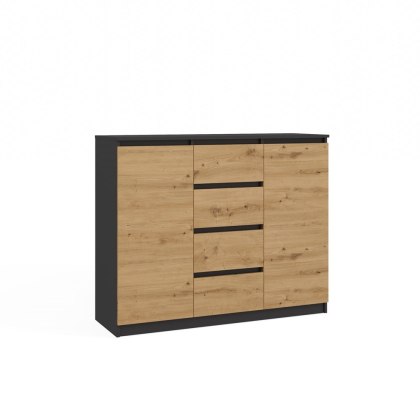 Komoda 4 Szuflady 120cm Półki Szafka Regał Salon Sypialnia Biuro ANTRACYT