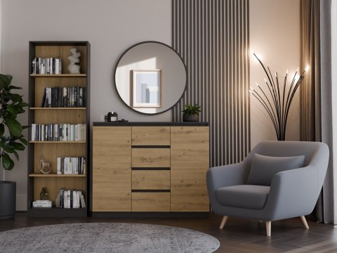 Komoda 4 Szuflady 120cm Półki Szafka Regał Salon Sypialnia Biuro ANTRACYT