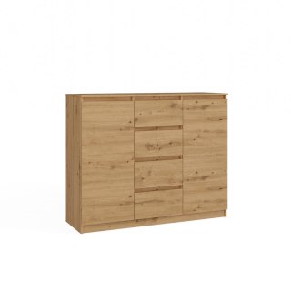 Komoda 4 Szuflady DĄB ARTISAN 120cm Szafka Regał Do Salonu Sypialni Biura