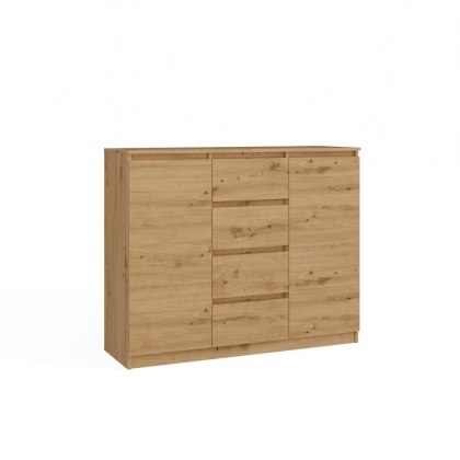 Komoda 4 Szuflady DĄB ARTISAN 120cm Szafka Regał Do Salonu Sypialni Biura
