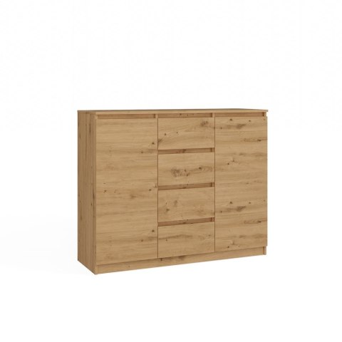 Komoda 4 Szuflady DĄB ARTISAN 120cm Szafka Regał Do Salonu Sypialni Biura