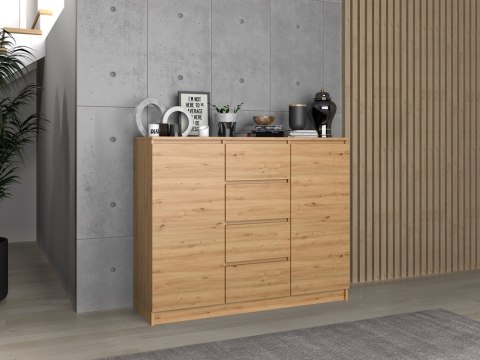 Komoda 4 Szuflady DĄB ARTISAN 120cm Szafka Regał Do Salonu Sypialni Biura
