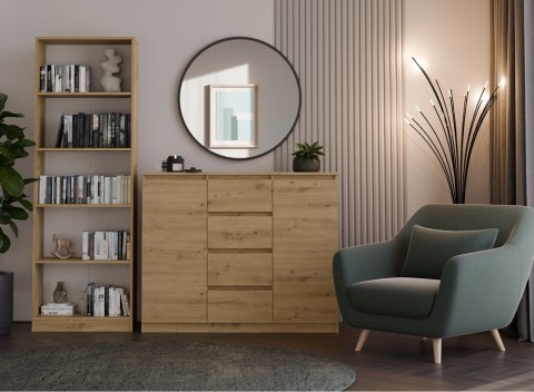 Komoda 4 Szuflady DĄB ARTISAN 120cm Szafka Regał Do Salonu Sypialni Biura