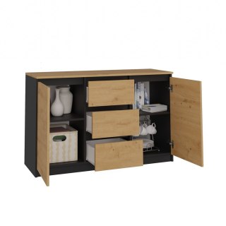 KOMODA 2D3S 120 - ANTRACYT / DĄB ARTISAN BLAT ARTISAN