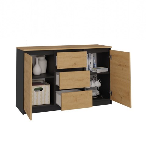 KOMODA 2D3S 120 - ANTRACYT / DĄB ARTISAN BLAT ARTISAN