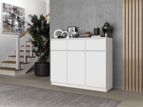 KOMODA 3 DRZWI 3 SZUFLADY BIEL KOMPLET