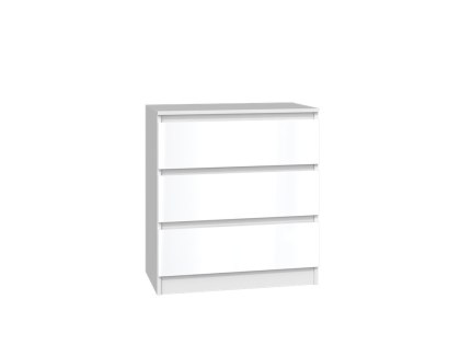 Komoda 70cm 3 Szuflady Nowoczesna SZAFKA do Salonu Sypialni Biała POŁYSK