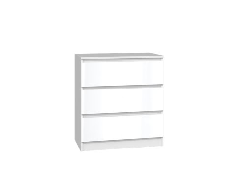 Komoda 70cm 3 Szuflady Nowoczesna SZAFKA do Salonu Sypialni Biała POŁYSK