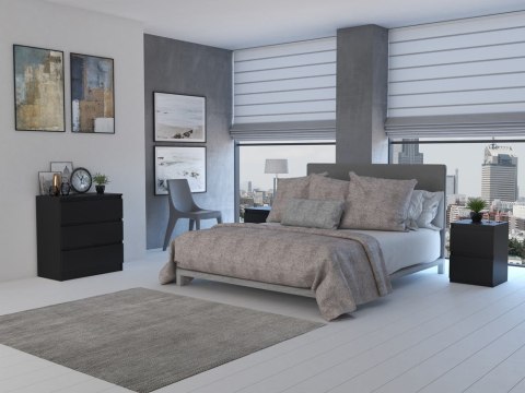 Komoda z Szufladami 70cm Czarna Do Sypialni Salonu Biura Nowoczesna SZAFKA