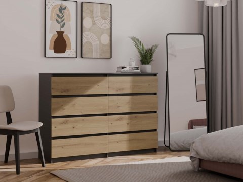 KOMODA MALWA M8 140 - ANTRACYT / DĄB ARTISAN