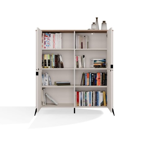 Komoda CORDOBA 4D Kaszmir Beż Dąb Castello Szafka 4 Drzwi 8 Półek Salon