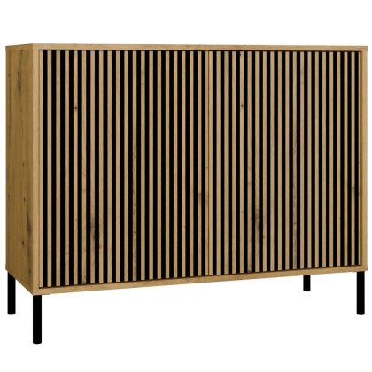 Komoda KAMARO 2D SLIM DĄB ARTISAN Lamele Front Ryflowany