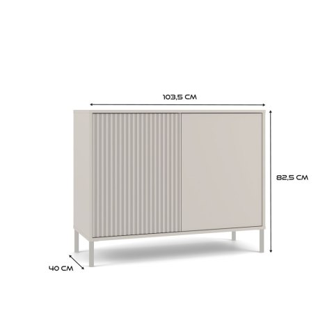 Komoda KAMARO 2D SLIM/GŁADKI KASZMIR Lamele Front Ryflowany + Klasyczny
