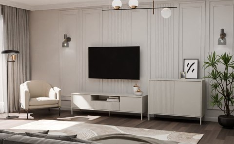 Komoda KAMARO 2D SLIM/GŁADKI KASZMIR Lamele Front Ryflowany + Klasyczny