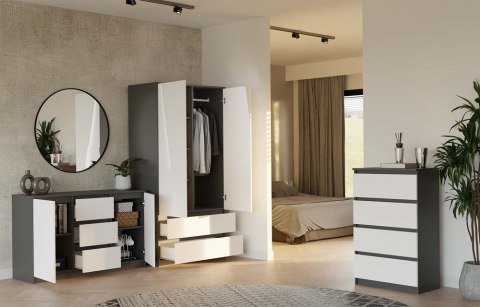 Komoda Malwa 2D3S ANTRACYT BIAŁY