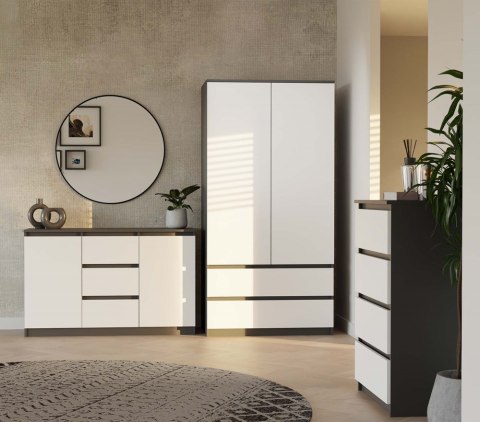 Komoda Malwa 2D3S ANTRACYT BIAŁY