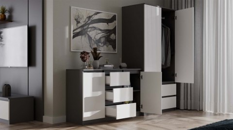 Komoda Malwa 2D3S ANTRACYT BIAŁY