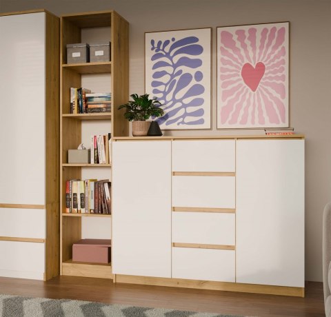 Komoda Szafka 4 Szuflady Nowoczesne Meble Do Sypialni 120x97cm Artisan Biel