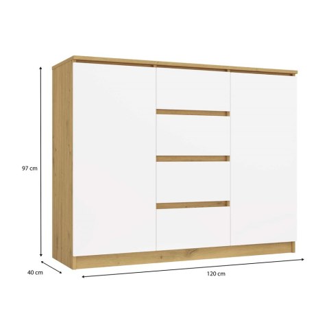 Komoda Szafka 4 Szuflady Nowoczesne Meble Do Sypialni 120x97cm Artisan Biel
