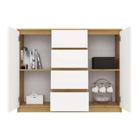 Komoda Szafka 4 Szuflady Nowoczesne Meble Do Sypialni 120x97cm Artisan Biel