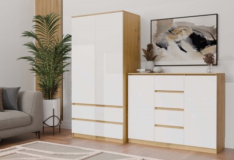 Komoda Szafka 4 Szuflady Nowoczesne Meble Do Sypialni 120x97cm Artisan Biel