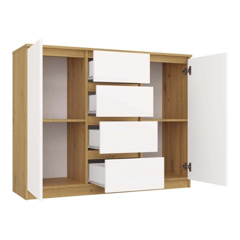 Komoda Szafka 4 Szuflady Nowoczesne Meble Do Sypialni 120x97cm Artisan Biel