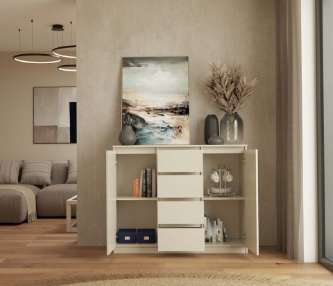 Komoda 4 Szuflady KASZMIR 120cm Szafka Regał Do Salonu Sypialni Biura