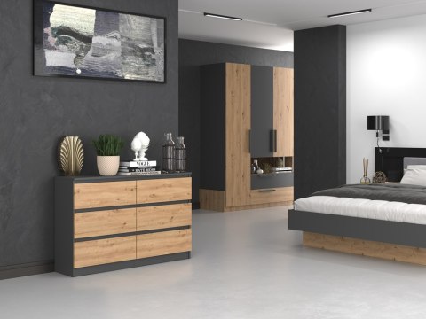 Komoda Malwa M6/120 ANTRACYT DĄB ARTISAN