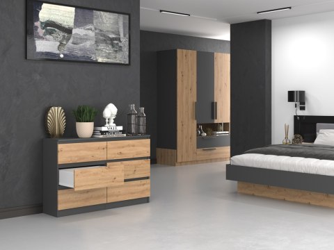 Komoda Malwa M6/120 ANTRACYT DĄB ARTISAN