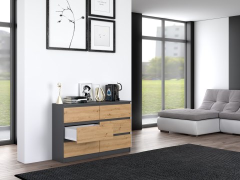 Komoda Malwa M6/120 ANTRACYT DĄB ARTISAN