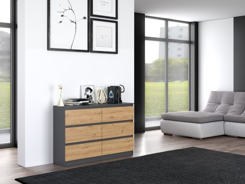 Komoda Malwa M6/120 ANTRACYT DĄB ARTISAN